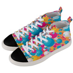 Circles Art Seamless Repeat Bright Colors Colorful Men s Mid-top Canvas Sneakers by 99art