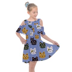 Cat Cat Background Animals Little Cat Pets Kittens Kids  Shoulder Cutout Chiffon Dress by 99art