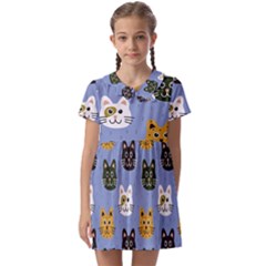 Cat Cat Background Animals Little Cat Pets Kittens Kids  Asymmetric Collar Dress by 99art