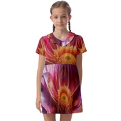 Pink Flowers Petals Blossoms Blooms Art Kids  Asymmetric Collar Dress by 99art