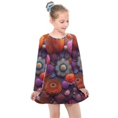 Flower Blossoms Petals Blooms Kids  Long Sleeve Dress by 99art