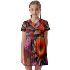 Flowers Flower Blossoms Petals Blooms Kids  Asymmetric Collar Dress by 99art