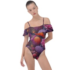 Flowers Blossoms Petals Blooms Frill Detail One Piece Swimsuit by 99art