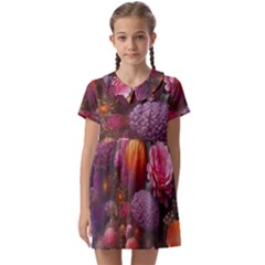 Flowers Blossoms Petals Blooms Kids  Asymmetric Collar Dress by 99art