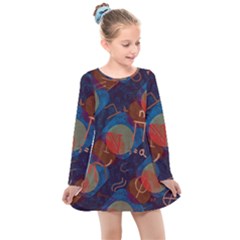 Background Graphic Beautiful Kids  Long Sleeve Dress by 99art