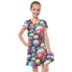 Pattern Seamless Balls Colorful Rainbow Colors Kids  Cross Web Dress by 99art