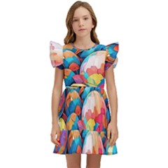 Pattern Seamless Balls Colorful Rainbow Colors Kids  Winged Sleeve Dress by 99art