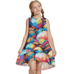 Pattern Seamless Balls Colorful Rainbow Colors Kids  Frill Swing Dress by 99art