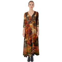 Collage Art Ai Wow Awesome Button Up Boho Maxi Dress by 99art