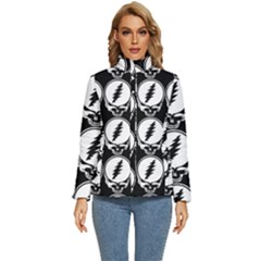 Black And White Deadhead Grateful Dead Steal Your Face Pattern Women s Puffer Bubble Jacket Coat by 99art