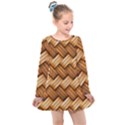 Wooden Weaving Texture Kids  Long Sleeve Dress View1