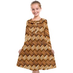 Wooden Weaving Texture Kids  Midi Sailor Dress by 99art