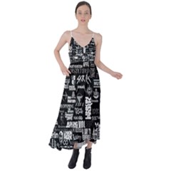 Music Pattern Black White Tie Back Maxi Dress by 99art