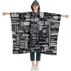 Music Pattern Black White Women s Hooded Rain Ponchos by 99art