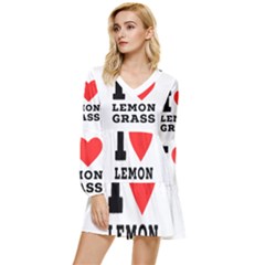 I Love Lemon Grass Tiered Long Sleeve Mini Dress by ilovewhateva