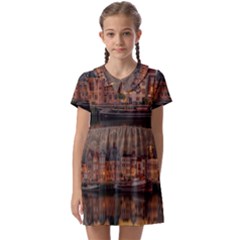 Old Port Of Maasslui Netherlands Kids  Asymmetric Collar Dress by 99art