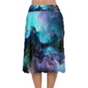 Abstract Graphics Nebula Psychedelic Space Velvet Flared Midi Skirt View2