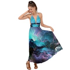 Abstract Graphics Nebula Psychedelic Space Backless Maxi Beach Dress by 99art