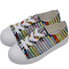 Cassette Tape Music Vintage 1980s 70s Kids  Low Top Canvas Sneakers by 99art