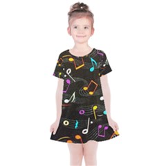 Assorted Color Musical Notes Wallpaper Fabric Kids  Simple Cotton Dress by 99art