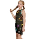 Assorted Color Musical Notes Wallpaper Fabric Kids  Halter Collar Waist Tie Chiffon Dress View2