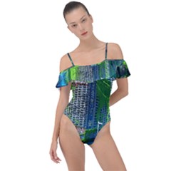 Anime Landscape Apocalyptic Ruins Water City Cityscape Frill Detail One Piece Swimsuit by 99art