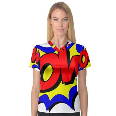 Pow Comic Comic Book Fight V-neck Sport Mesh Tee by 99art