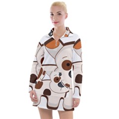 Animation-dog-cute-cartoon-drawing Women s Long Sleeve Casual Dress by 99art