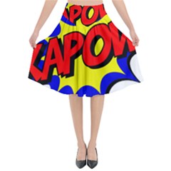 Kapow-comic-comic-book-fight Flared Midi Skirt by 99art