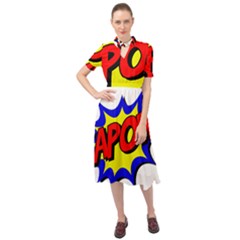 Kapow-comic-comic-book-fight Keyhole Neckline Chiffon Dress by 99art