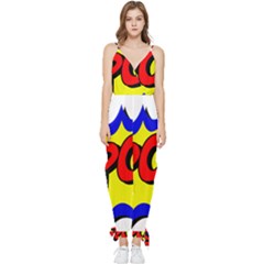 Kapow-comic-comic-book-fight Sleeveless Tie Ankle Chiffon Jumpsuit by 99art