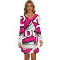 Lol-acronym-laugh-out-loud-laughing Long Sleeve Waist Tie Ruffle Velvet Dress View1