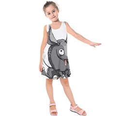 Animal-armadillo-armored-ball- Kids  Sleeveless Dress by 99art