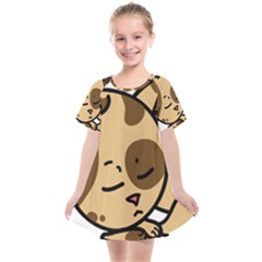 Cat-cartoon-pet-kitten-character Kids  Smock Dress by 99art