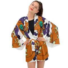 Fuchs-comic-music-wild-animal-cute Long Sleeve Kimono by 99art