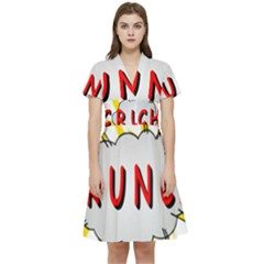 Comic-noise-paleness-explosion Short Sleeve Waist Detail Dress by 99art