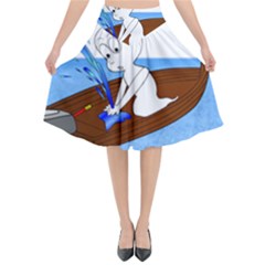 Spirit-boat-funny-comic-graphic Flared Midi Skirt by 99art