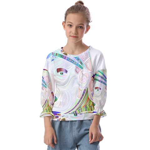 Maasai-man-people-abstract Kids  Cuff Sleeve Top by 99art