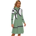 Cartoon-cute-frankenstein-halloween Long Sleeve Shirt Collar A-Line Dress View3