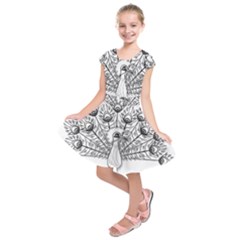 Peacock-plumage-display-bird Kids  Short Sleeve Dress by 99art