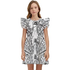 Peacock-plumage-display-bird Kids  Winged Sleeve Dress by 99art