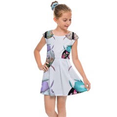 Ladybug-flower-pattern-shabby-chic Kids  Cap Sleeve Dress by 99art