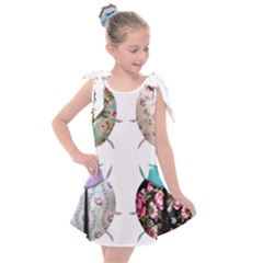 Ladybug-flower-pattern-shabby-chic Kids  Tie Up Tunic Dress by 99art