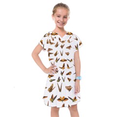 Butterfly Butterflies Insect Swarm Kids  Drop Waist Dress by 99art