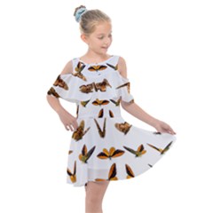 Butterfly Butterflies Insect Swarm Kids  Shoulder Cutout Chiffon Dress by 99art