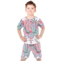 Lotus Feathers Boho Watercolor Kids  Tee and Shorts Set View1