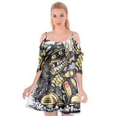 Scooter-motorcycle-boot-cartoon-vector Cutout Spaghetti Strap Chiffon Dress by 99art