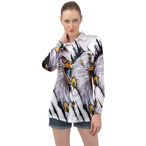 Eagle Long Sleeve Satin Shirt by 99art