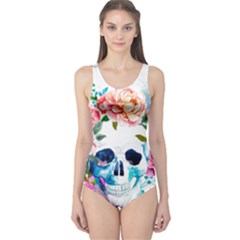 Day Of The Dead Skull Art One Piece Swimsuit by 99art