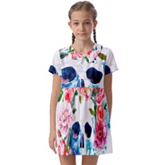 Day Of The Dead Skull Art Kids  Asymmetric Collar Dress by 99art